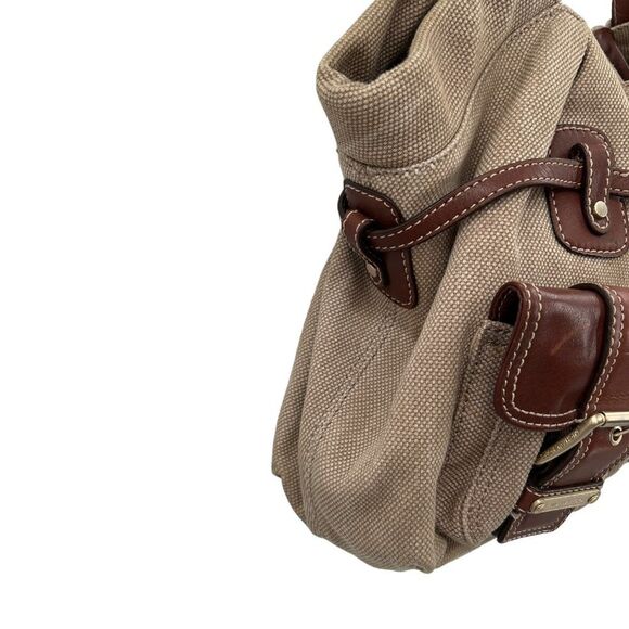 Michael Kors Large Tan & Brown Canvas & Leather Multi-Pocket Shoulder Bag - Picture 6 of 16